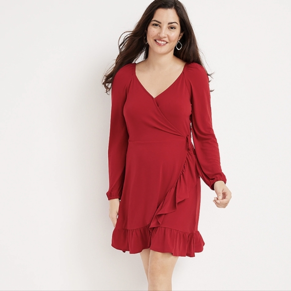 Maurices red ruffle tie dress size medium NWT - Picture 4 of 6